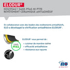 Poêle wok 28 cm avec revêtement céramique sans PFAS et son couvercle Elo