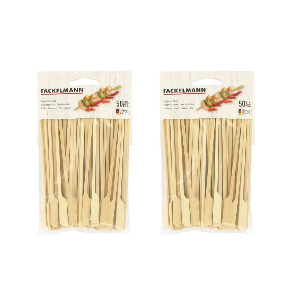 2 Lots de 50 pics à brochettes en bois Fackelmann Wood Edition
