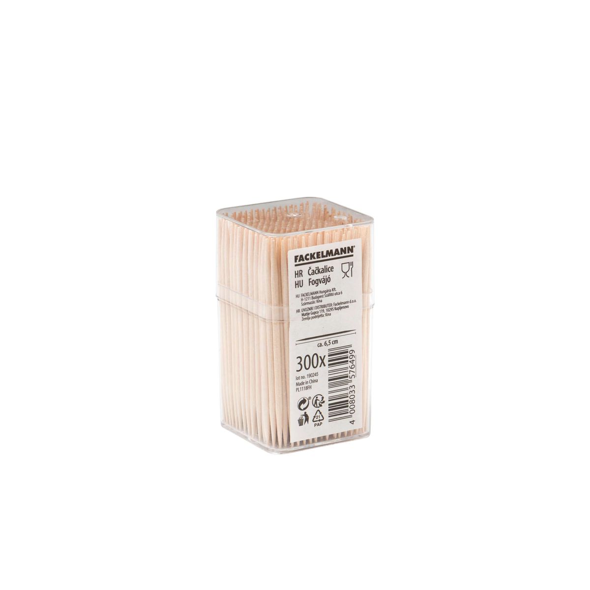 Lot de 2 tonnelets de 300 cure-dents en bois avec couvercle Fackelmann Wood Edition