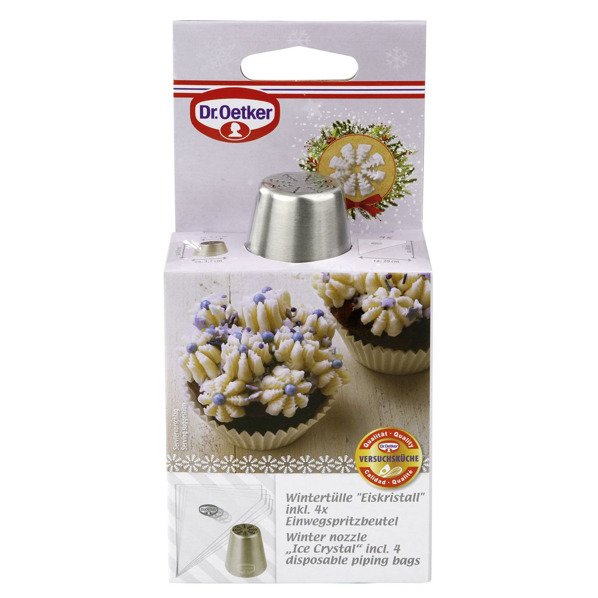 Douille motif Cristal de glace et lot de 4 poches à douille Dr Oetker