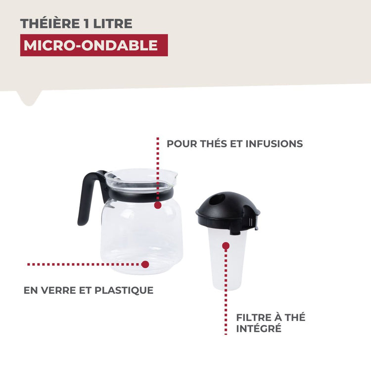 Théière micro-ondable d'un litre Fackelmann