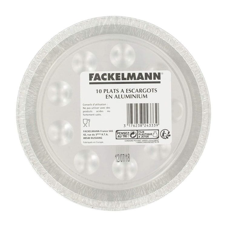 Lot de 10 plats à escargots en aluminium Fackelmann