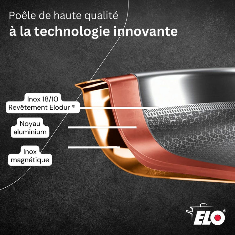 Sauteuse 28 cm en inox 18/10 Elo Relief Evolution
