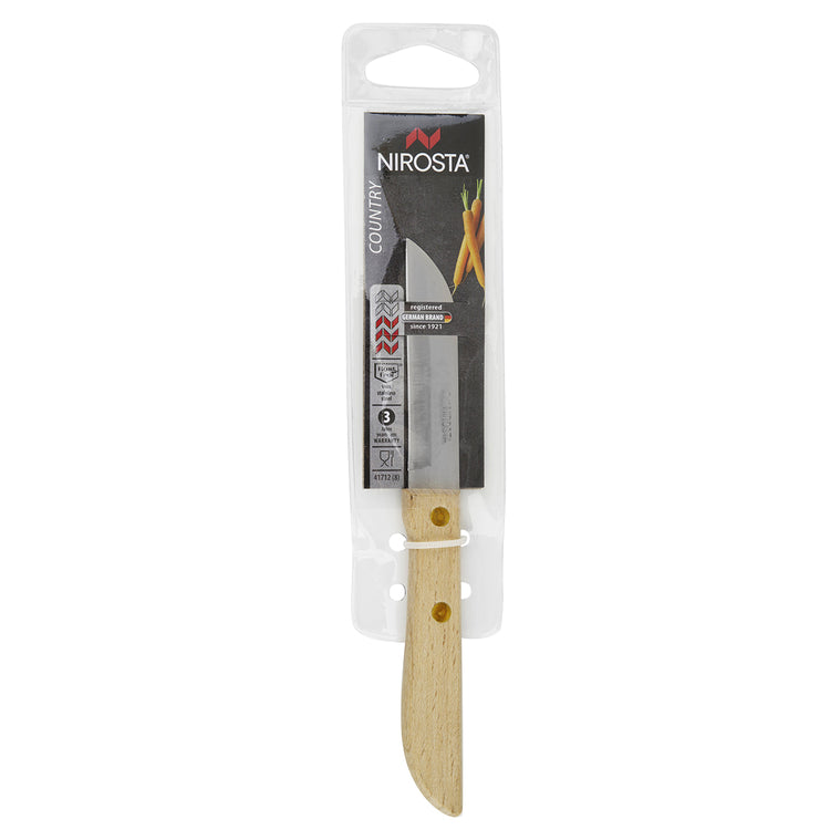 Couteau d'office manche en bois lame de 7,5 cm Nirosta Country