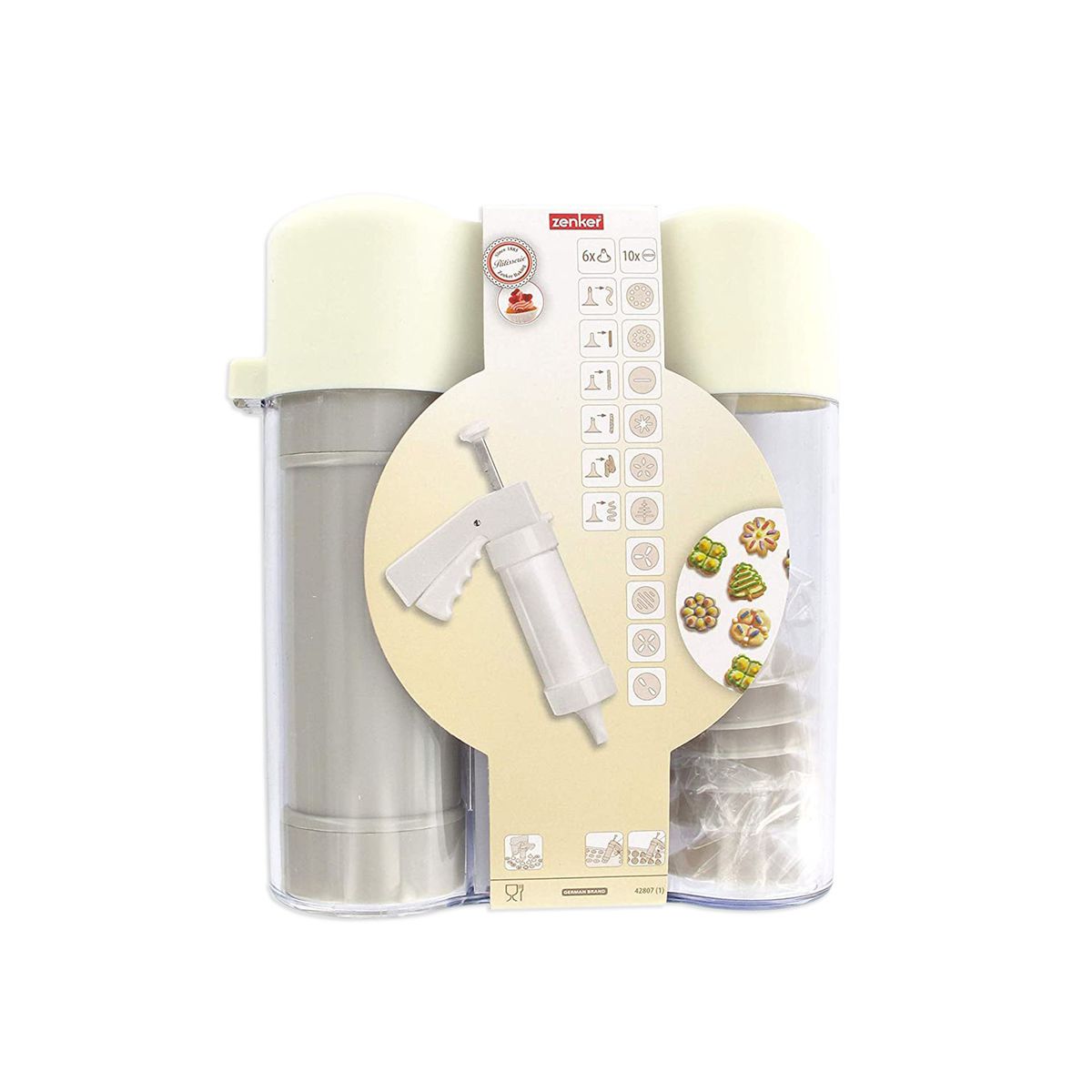 Presse à biscuit professionnelle avec 6 embouts et 10 disques à motifs Zenker