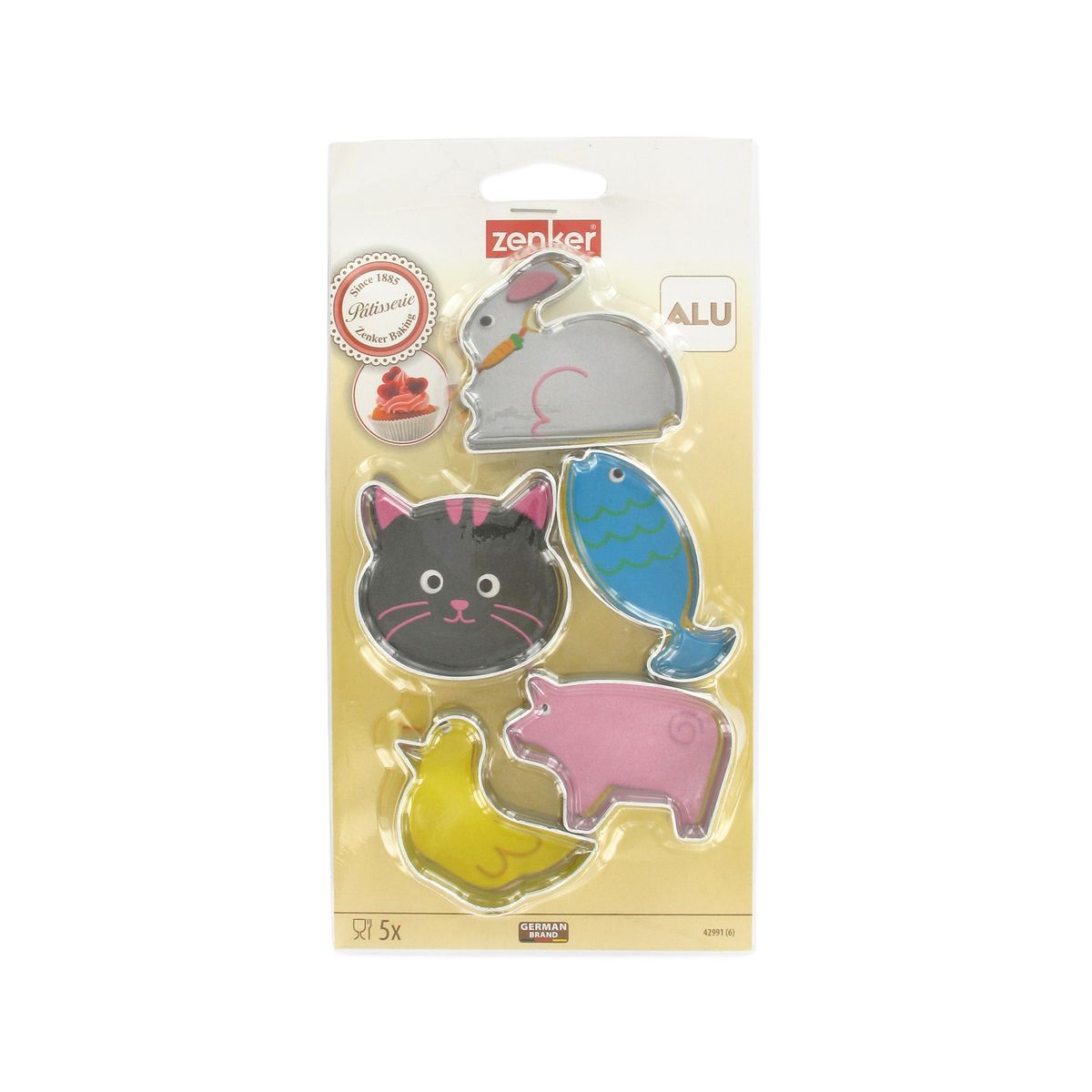 Lot de 5 emporte-pièces animaux en aluminium Zenker