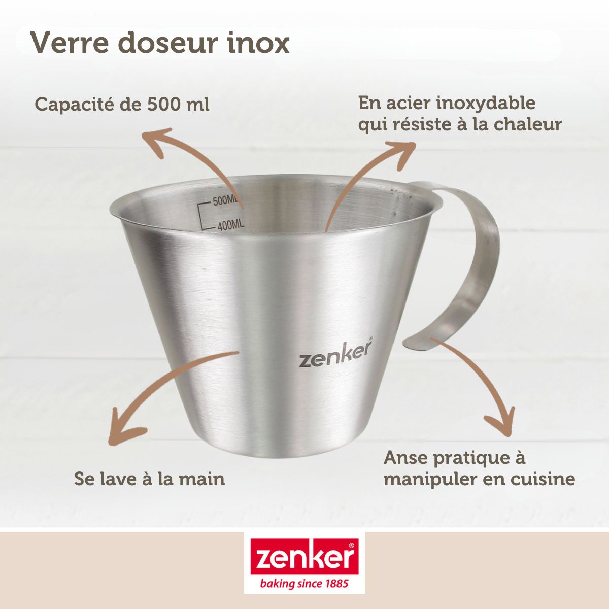 Verre doseur inox 500 ml Zenker