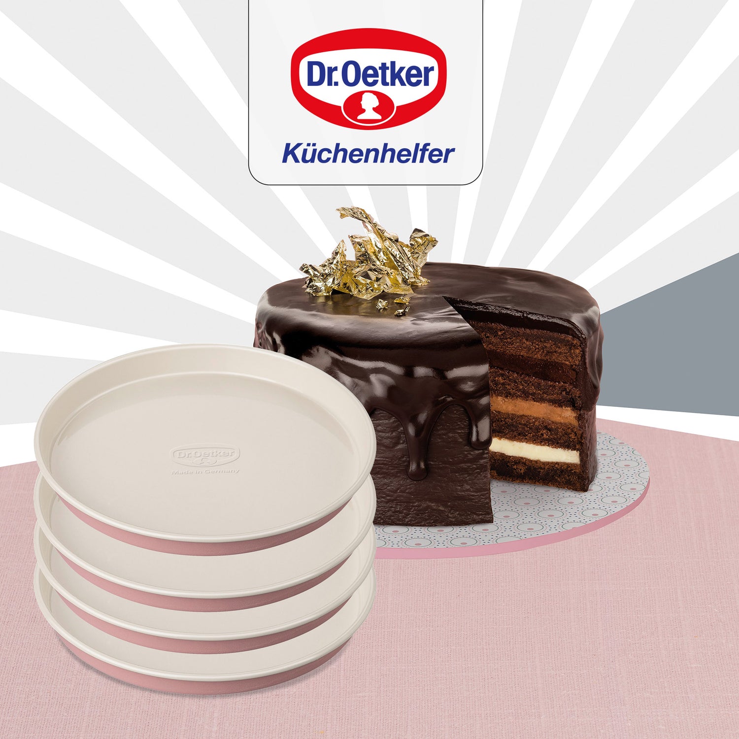 Set 4 moules pour gâteaux à étages Ø 17 cm Dr. Oetker Rétro