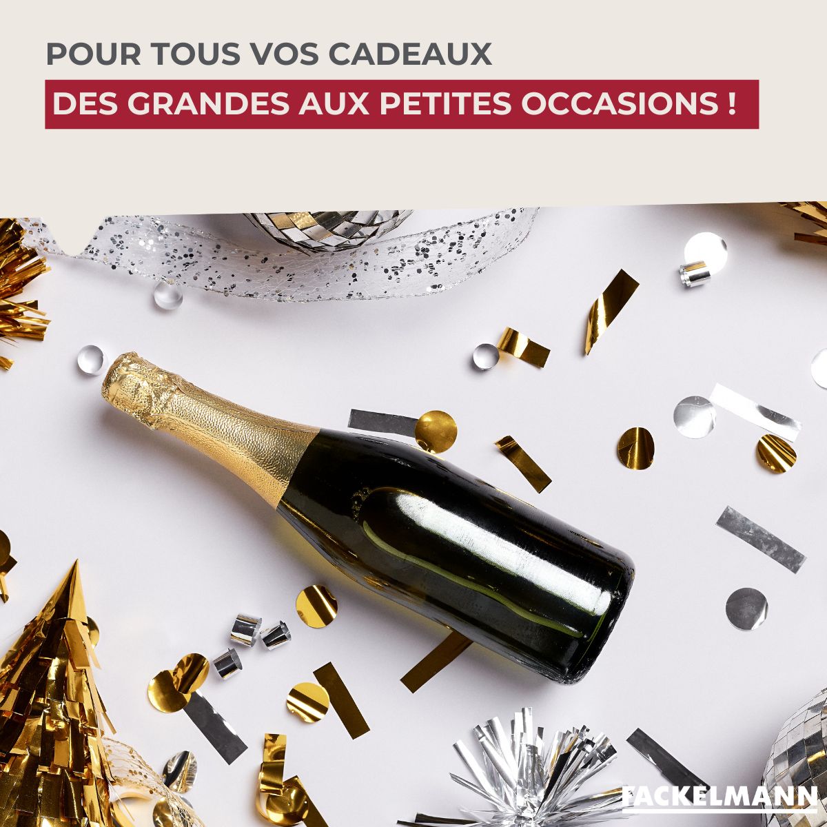 Lot de 2 pochettes cadeau pour bouteille de vin ou de champagne Fackelmann