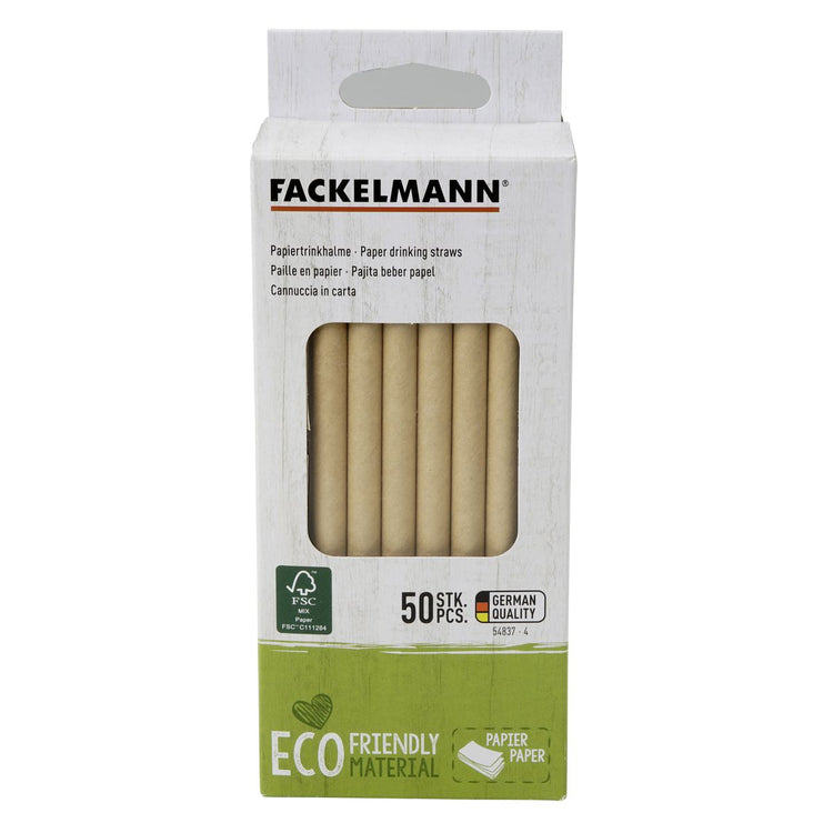 Boite de 50 pailles en papier rigide brun Fackelmann Eco Friendly