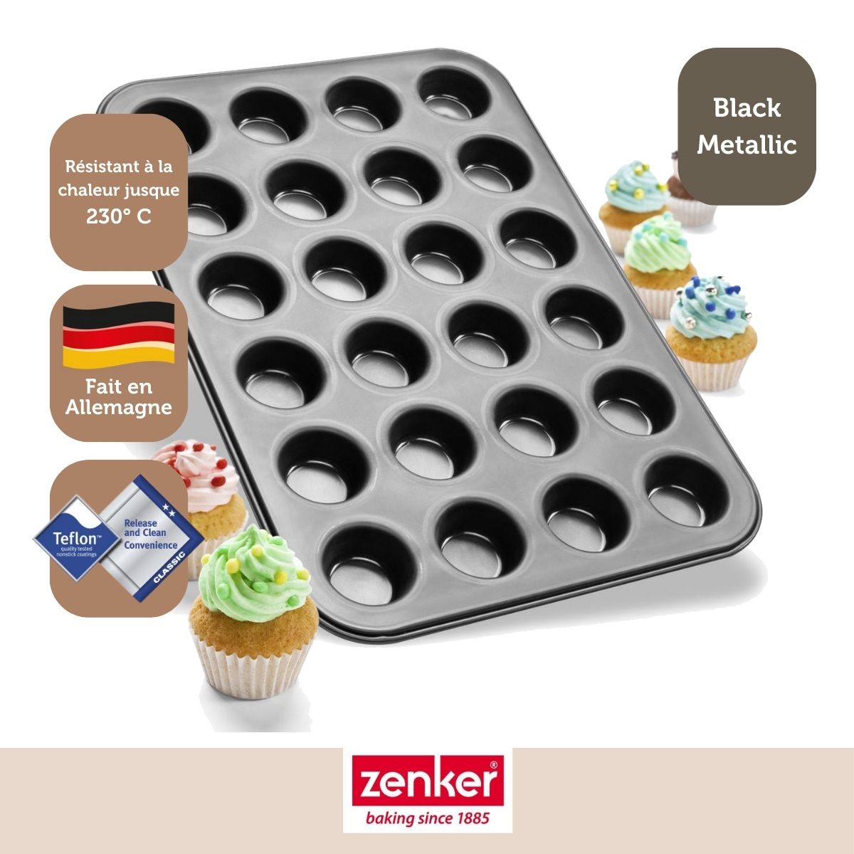 Moule à muffins 24 empreintes Zenker Black Metallic