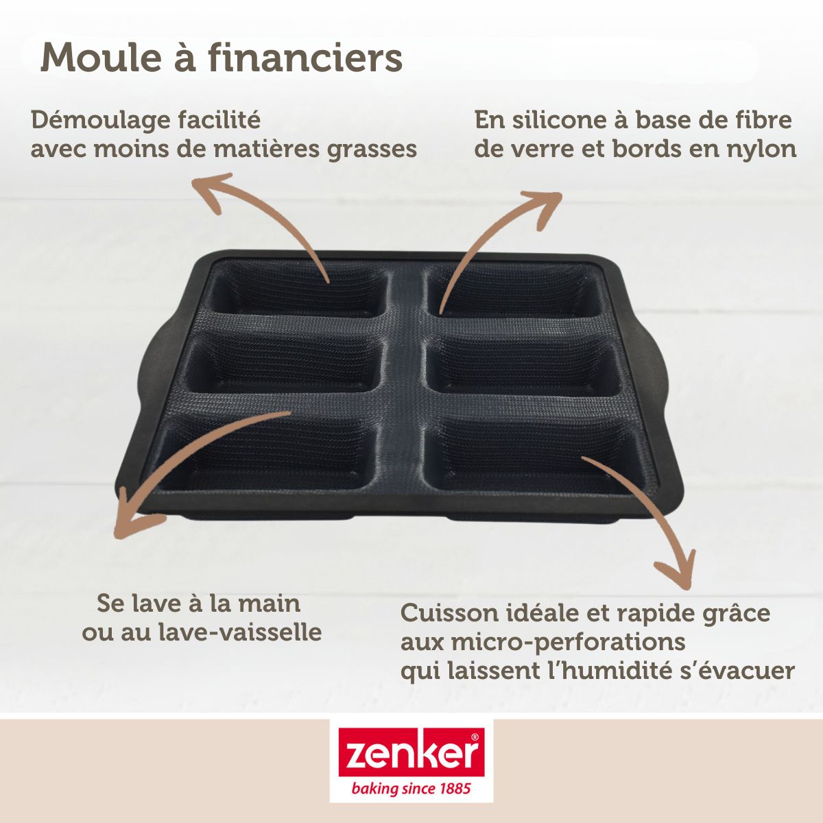 Moule 6 financiers Zenker Silicone fibre de verre