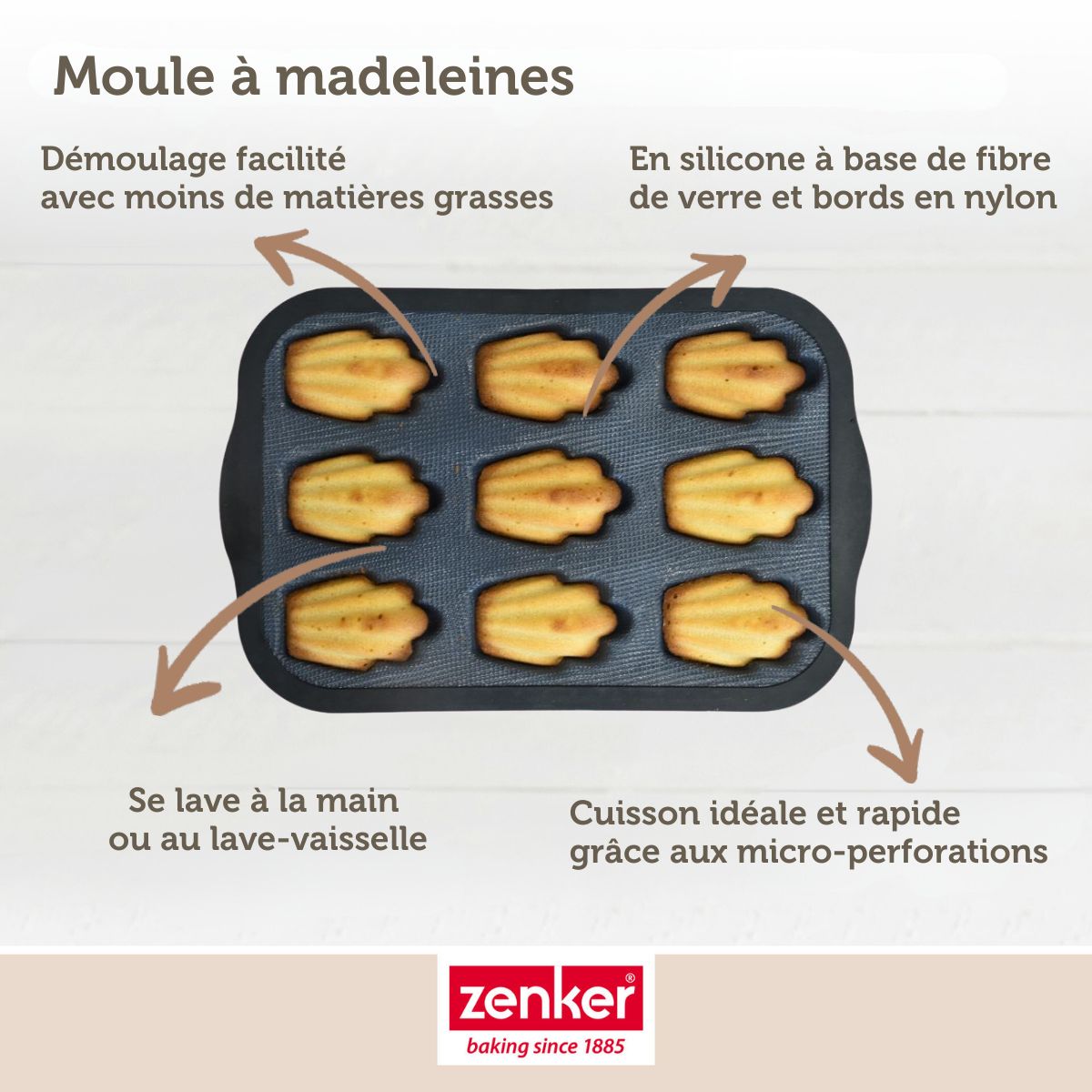 Moule 9 madeleines Zenker Silicone fibre de verre