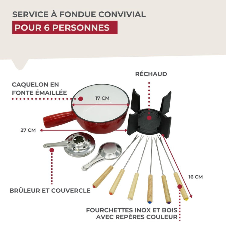 Set à fondue au fromage 2 personnes fonte émaillée Fackelmann