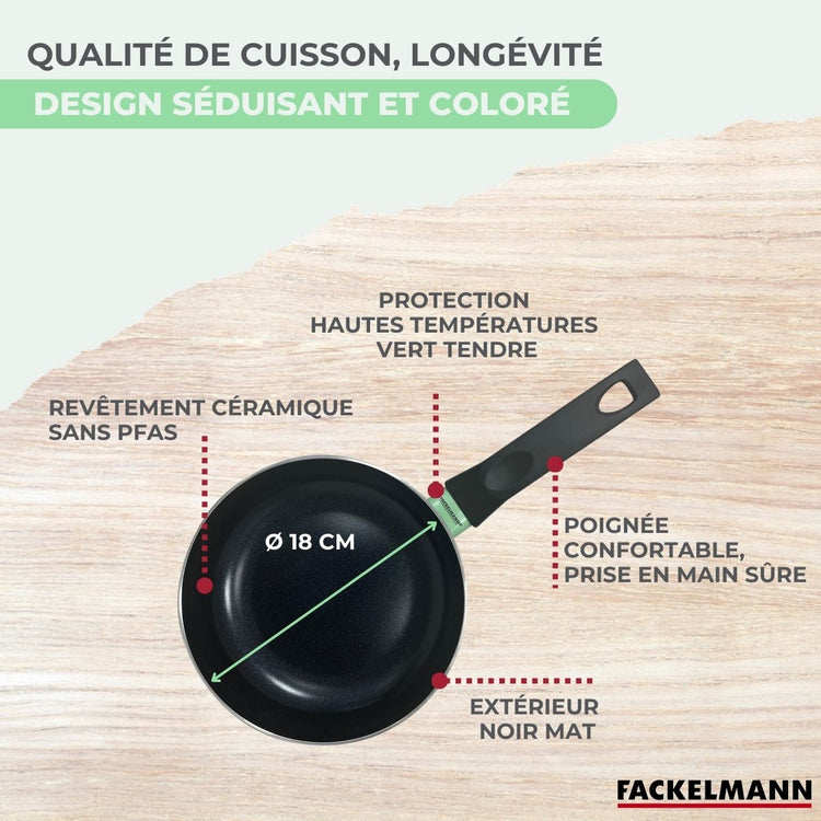 Casserole 18 cm aluminium revêtement céramique antiadhésif sans PFAS Fackelmann Brandao