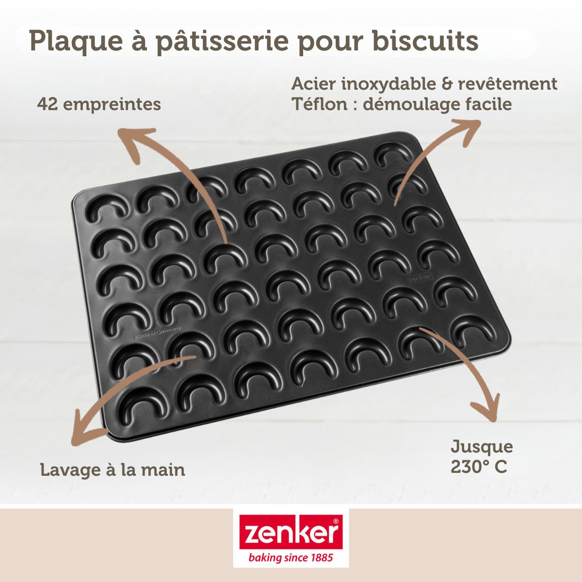 Moule pour vanille kipferl croissant vanille 42 x 32 cm Zenker Special Creative
