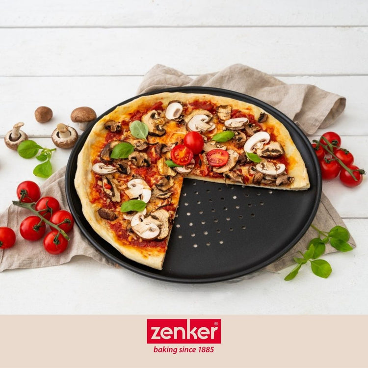 Set de 2 plaques à pizza 32 cm et une roulette à pizza Zenker Countries