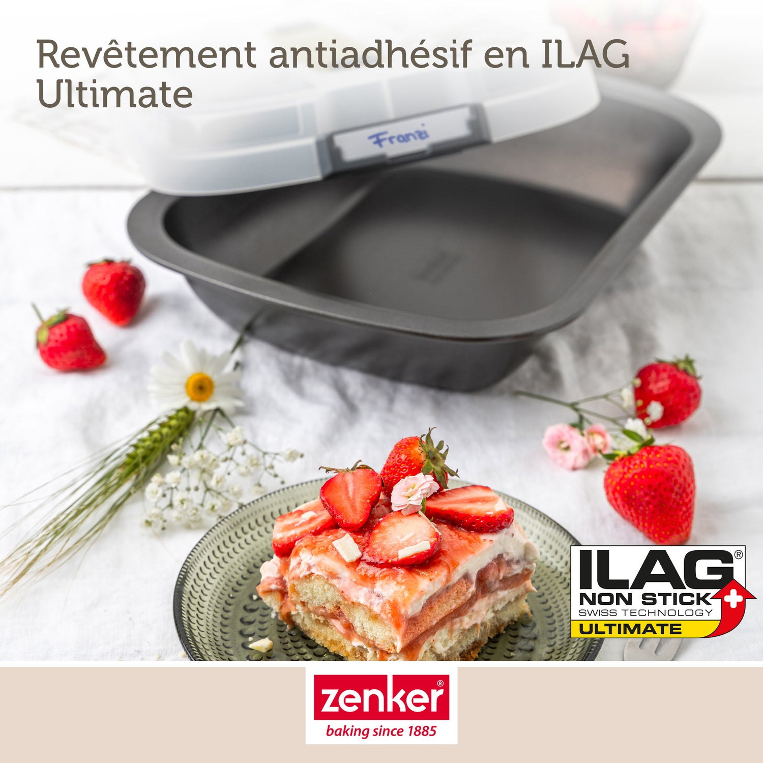 Moule à gâteaux rectangulaire avec couvercle de transport Zenker Bake Click and Go