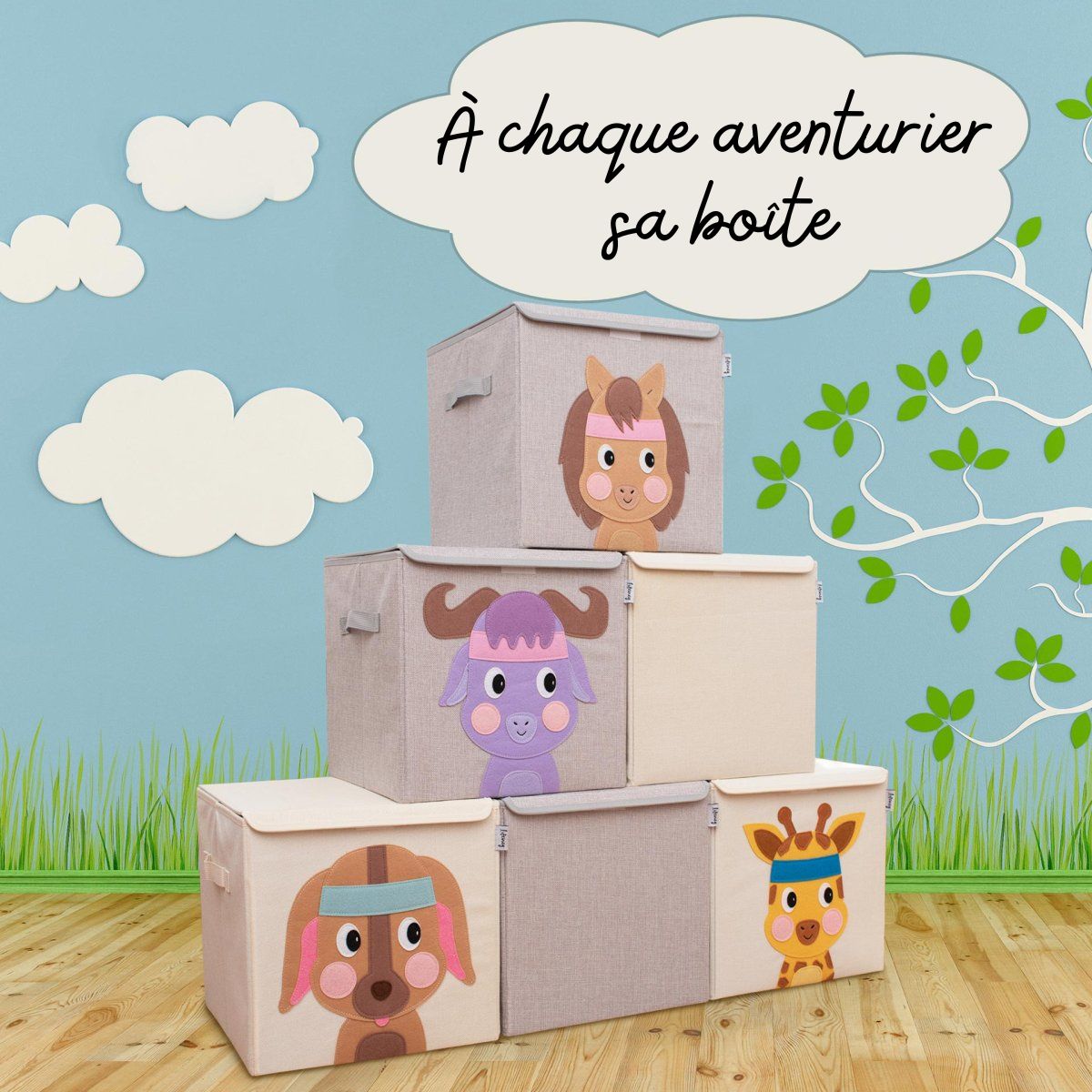 Boîte de rangement "girafe" avec couvercle, compatible avec l'étagère IKEA KALLAX Lifeney