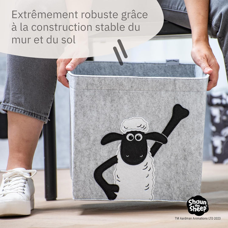 Boîte de rangement en feutre compatible Kallax Shaun poing levé Lifeney Shaun le mouton