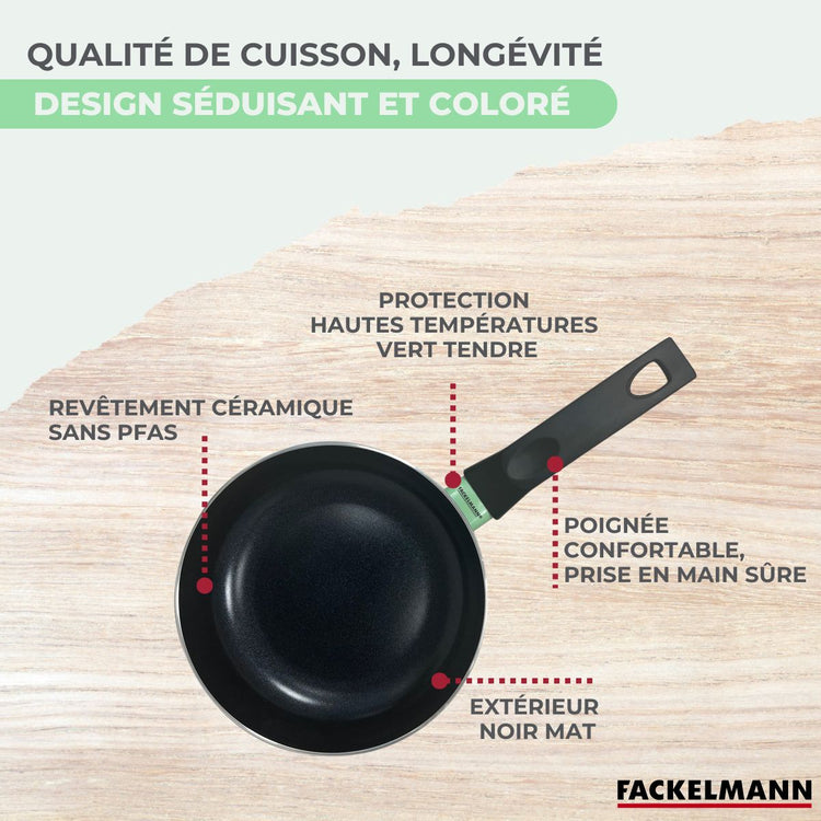 Ensemble de 2 poêles de 20 et 24 cm et 3 casseroles 16, 18 et 20 cm Fackelmann Brandao