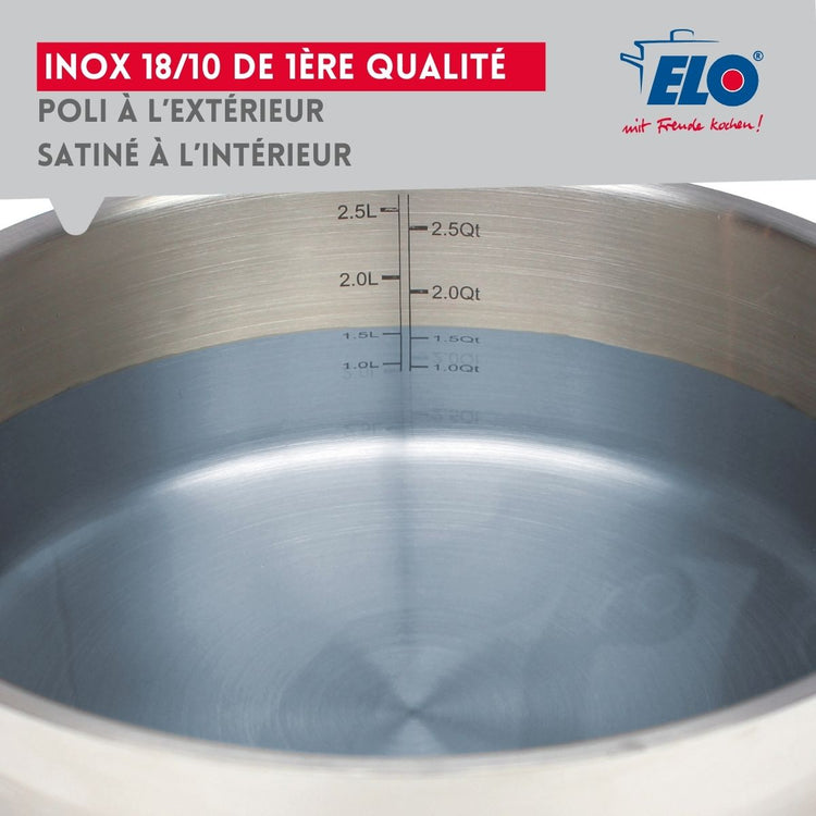 Ensemble de 3 Poêles de cuisson 24, 28 et 32 cm et 2 faitouts 20 et 26 cm Elo Profi Citrin