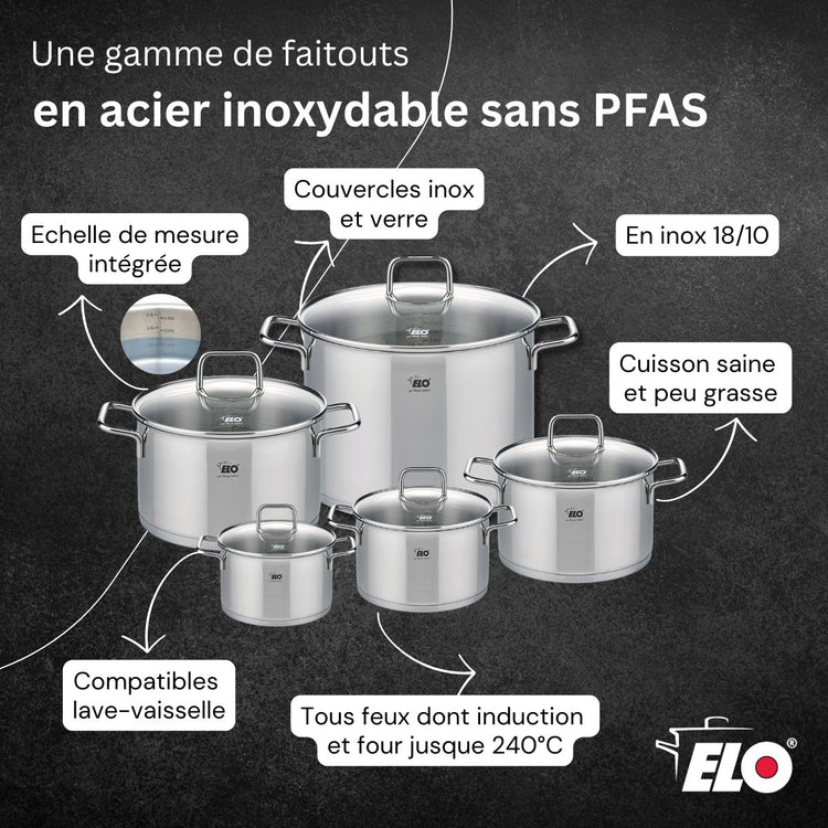 Lot Poêles 24cm & 32cm Elo Relief Solution avec Faitout 12cm
