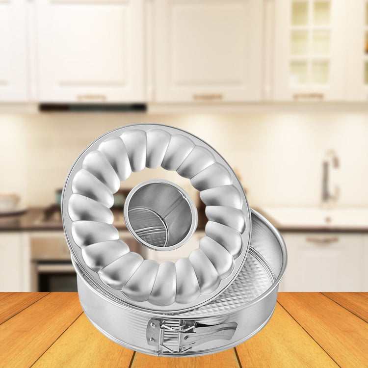 Ensemble de 3 moules à gâteaux avec moule à cakes + moule manqué + moule à manqué et savarin Zenker Silver