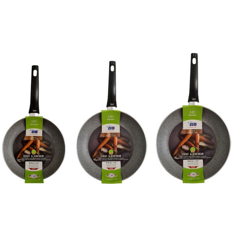 Set de 3 poêles à frire 24 cm + 28 cm + 32 cm Elo Dolomit