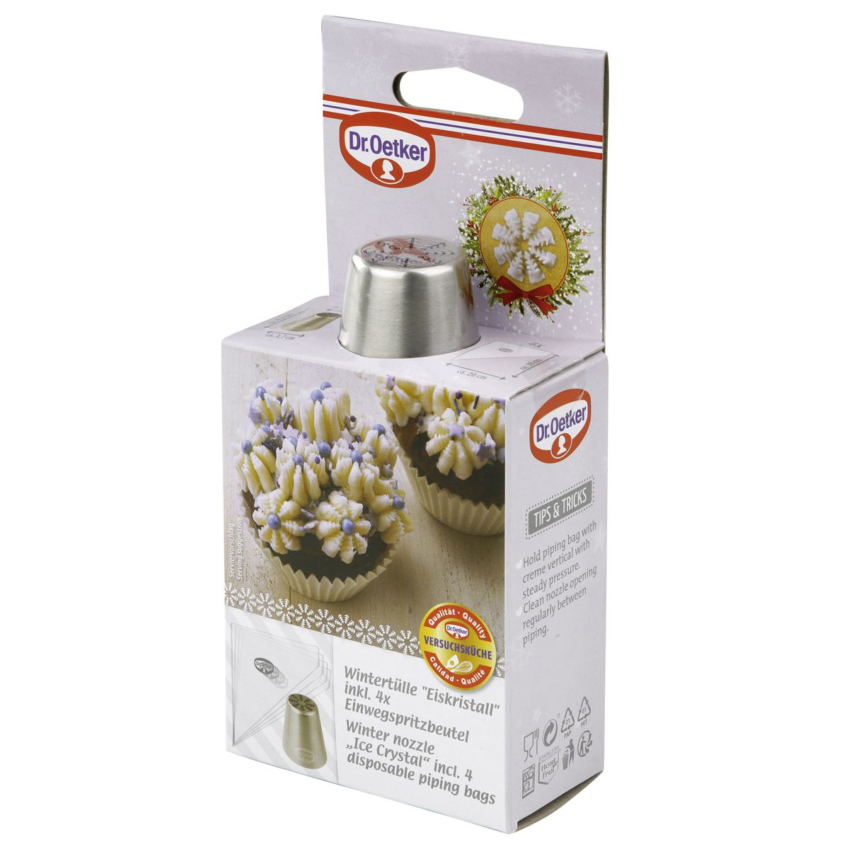 Douille motif Cristal de glace et lot de 4 poches à douille Dr Oetker