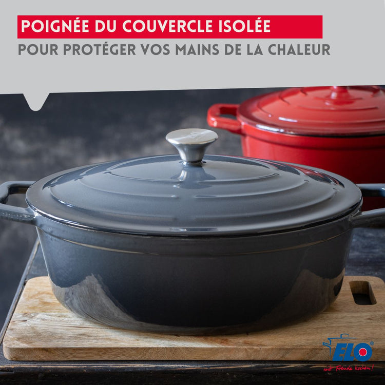 Cocotte en fonte émaillée gris classique 33 cm 5 L Elo