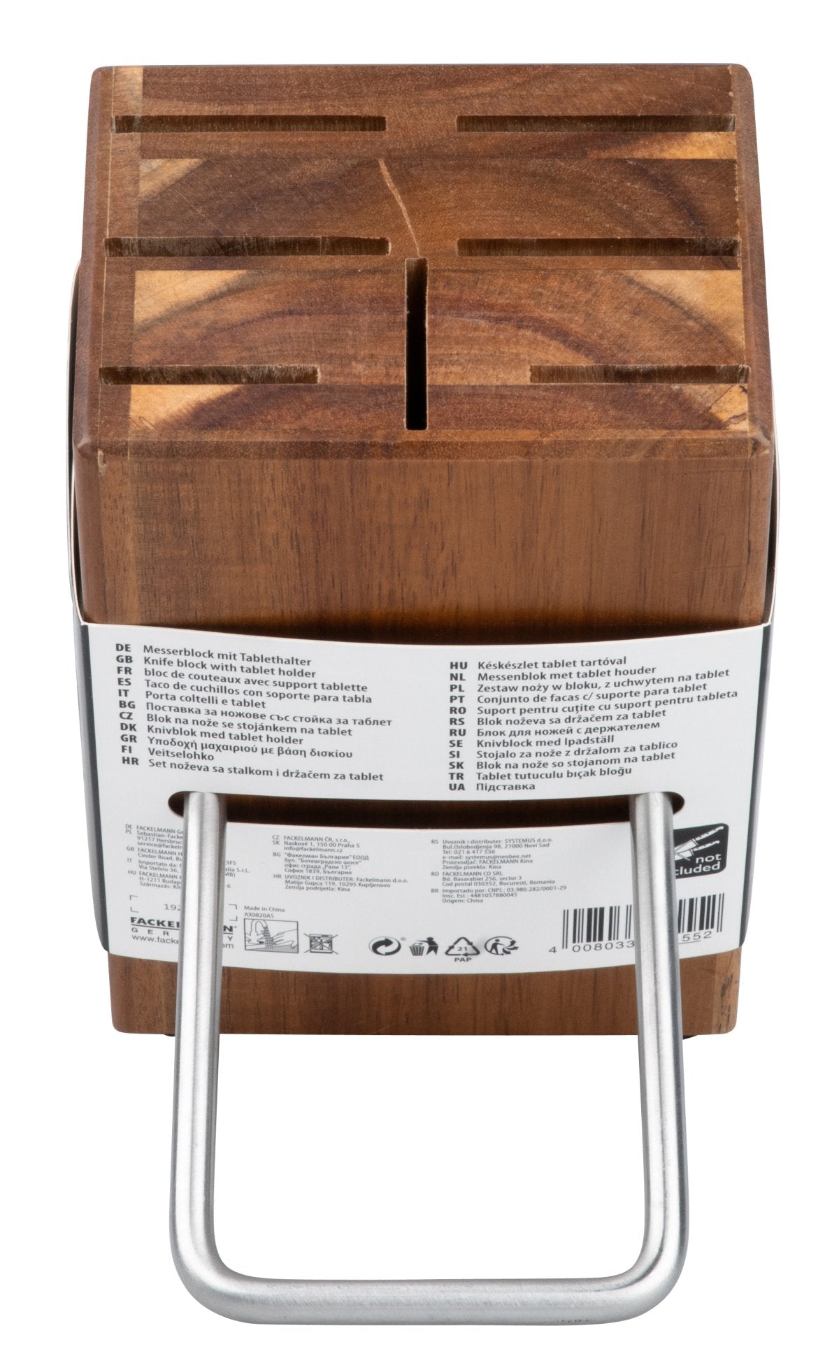 Bloc pour 7 couteaux avec support pour tablettes Nirosta