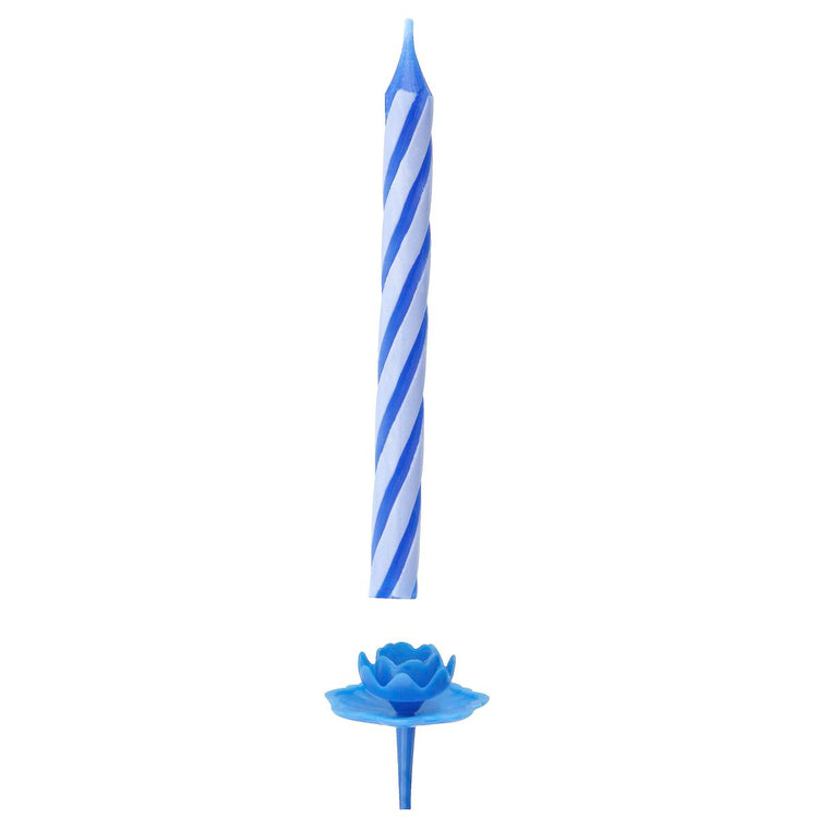 Lot de 20 bougies d'anniversaire avec 12 bobèches rose et bleu Fackelmann