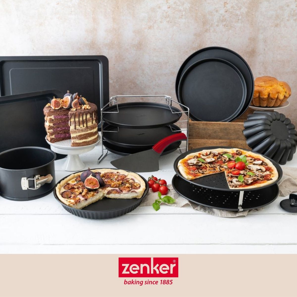 Set de 3 plaques à pizza et une grille de superposition Zenker Special Countries