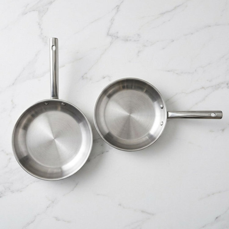 Lot de 2 poêles à frire inox 24/28 cm et 2 couvercles en verre Fackelmann Rhona