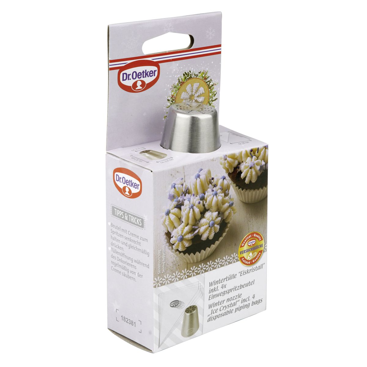 Douille motif Cristal de glace et lot de 4 poches à douille Dr Oetker