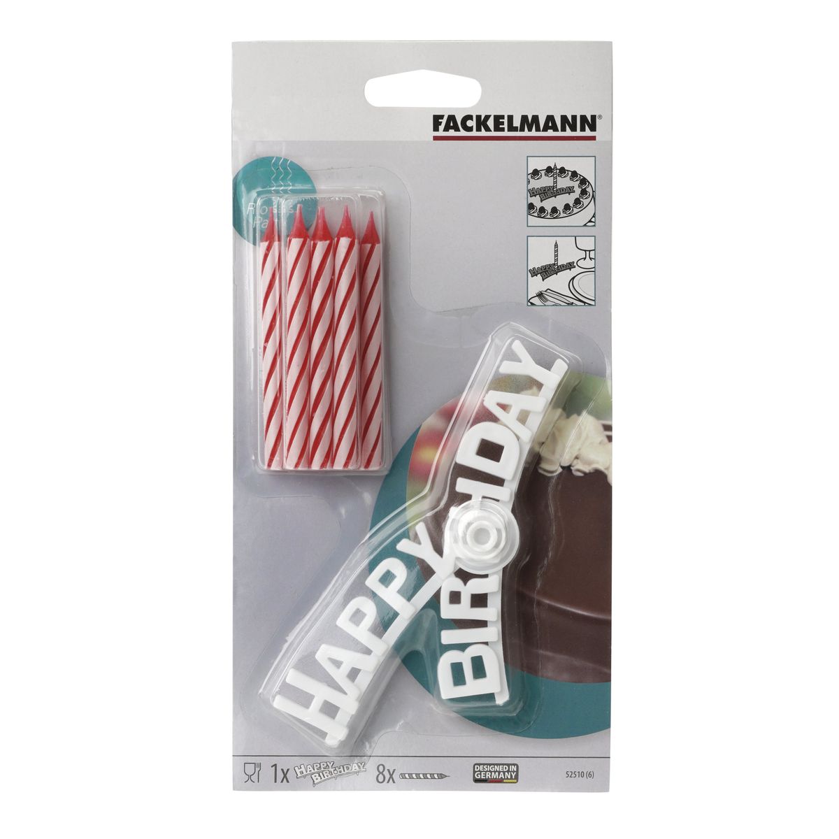 Set support "happy birthday" et 8 bougies d'anniversaire Fackelmann Rio Party