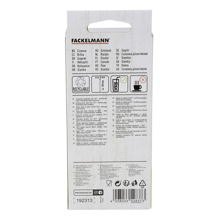 Boite de 50 pailles en papier rigide brun Fackelmann Eco Friendly