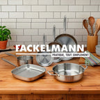 4 poêles à Frire 20 24 26 et 28 cm, Casseroles 14 et 18 cm inox 18/10, Faitouts 20 et 24 cm inox 18/10 Triply Fackelmann Vita3