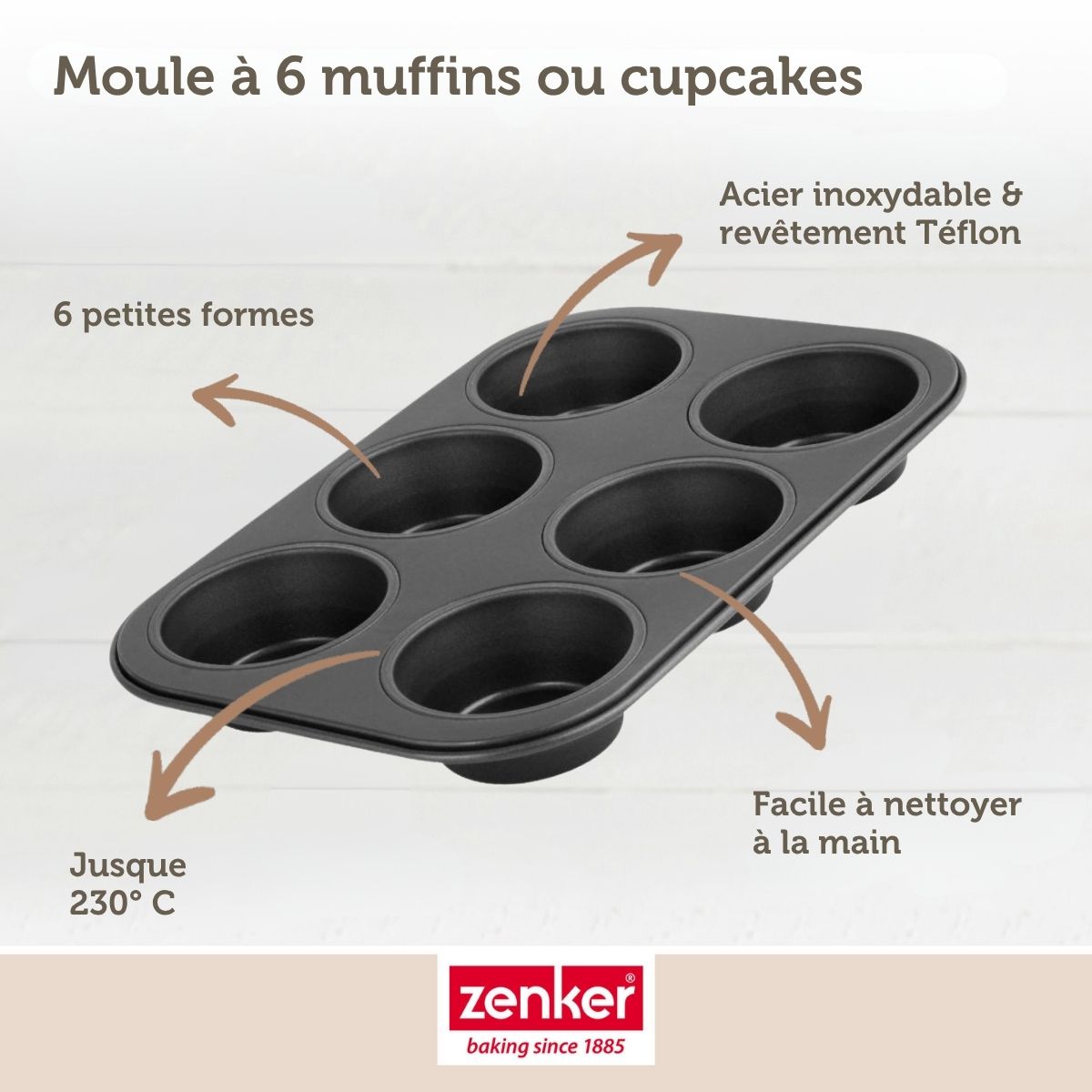 Moule à muffins 6 empreintes Zenker Black Metallic