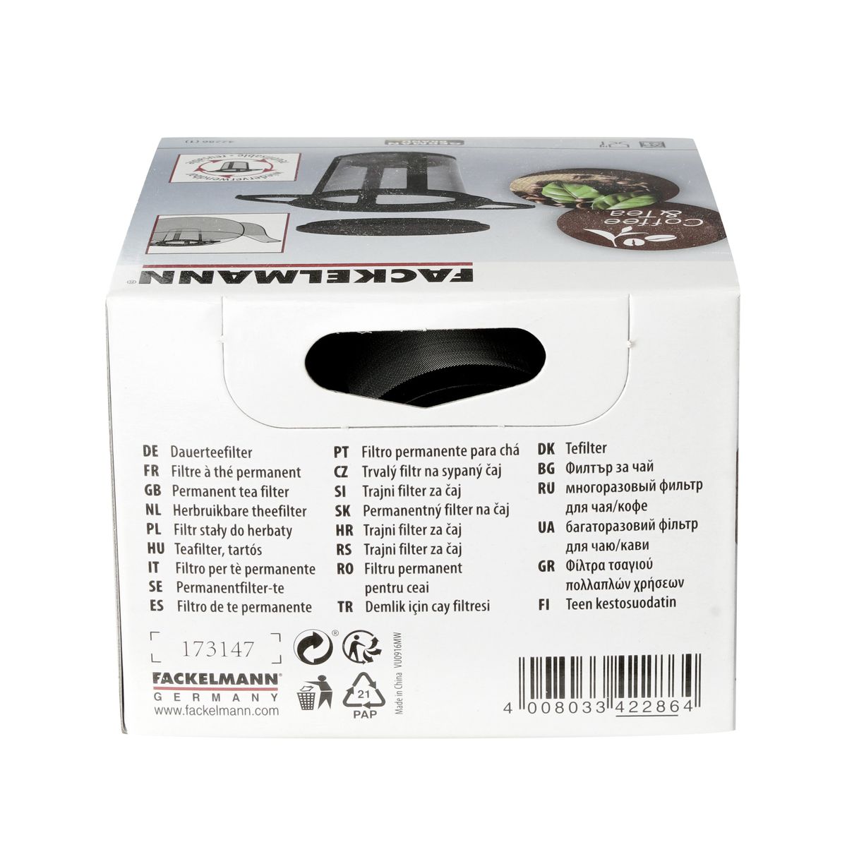 Filtre à thé réutilisable pour théière et tasse à thé Fackelmann