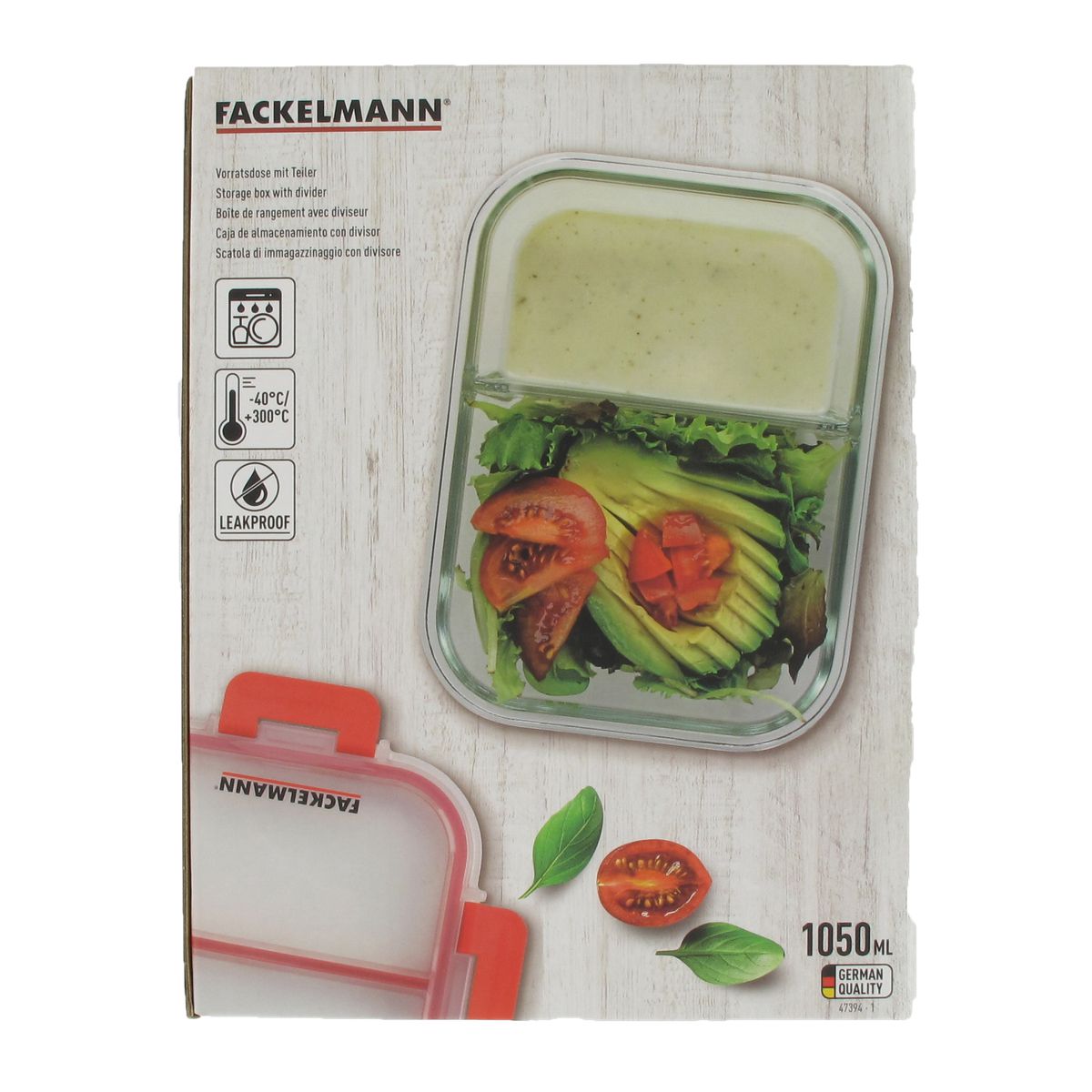 Boîte à repas en verre avec deux compartiments 1000 ml Fackelmann Move