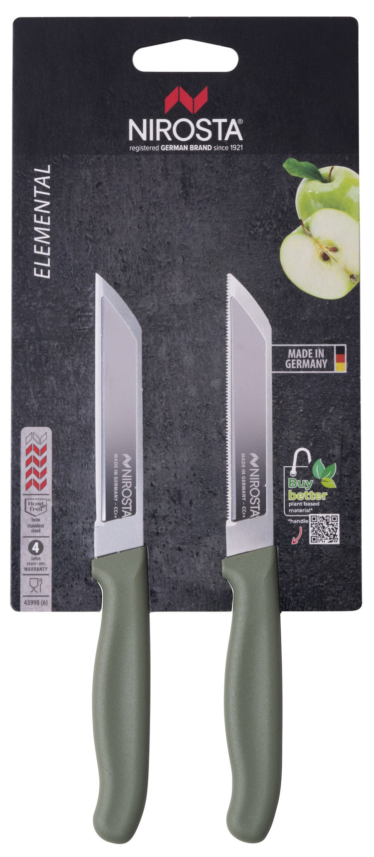 Set de 2 couteaux à légumes 19 cm Nirosta Elemental