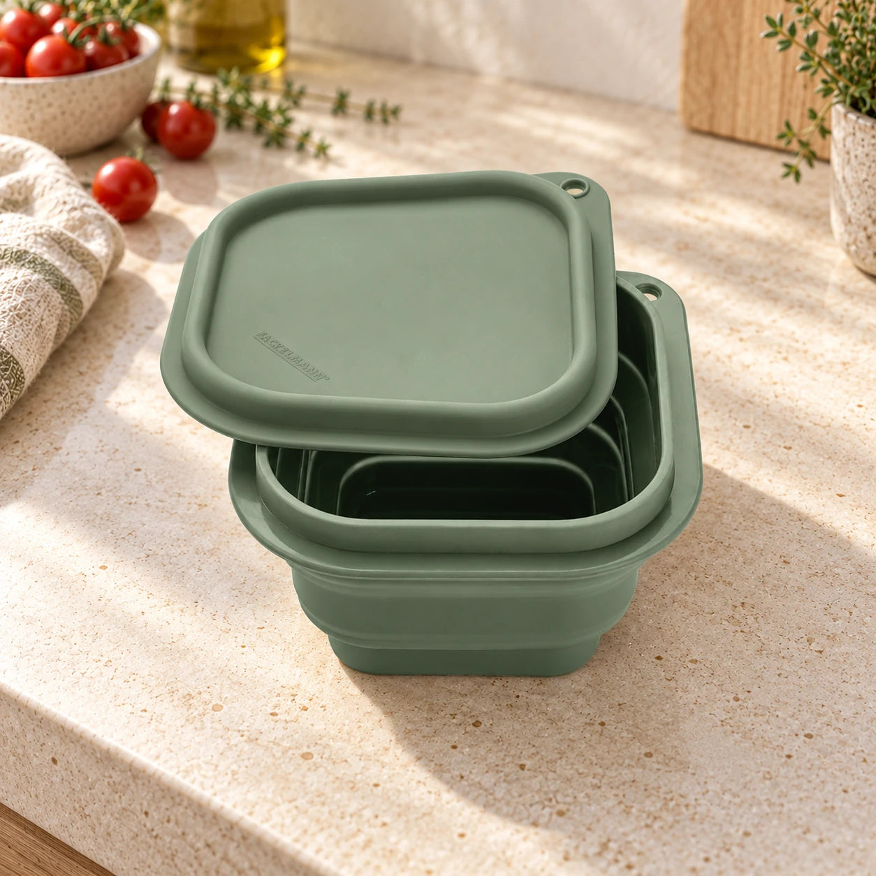 Boite à Snacks Pliable en Silicone Vert Fackelmann Storage