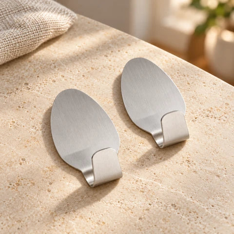 Lot de 2 crochets muraux adhésifs en inox Fackelmann Tecno