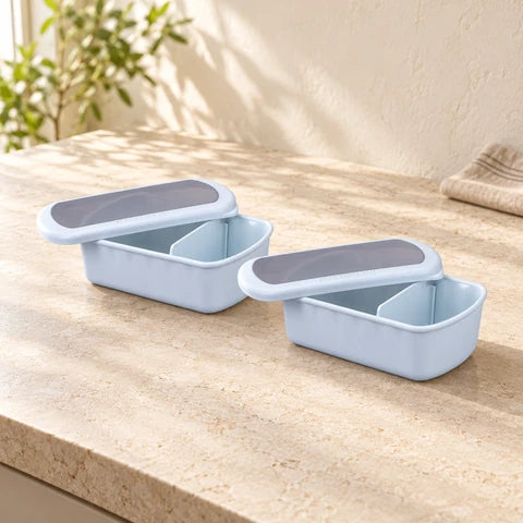 Lot de 2 lunch box compartimentées avec 2 ustensiles de cuisine Fackelmann Storage