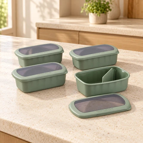 Lot de 4 lunch box compartimentées avec 4 ustensiles de cuisine Fackelmann Storage