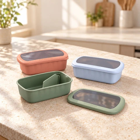 Lot de 3 lunch box 1L avec 3 ustensiles de cuisine Fackelmann Storage