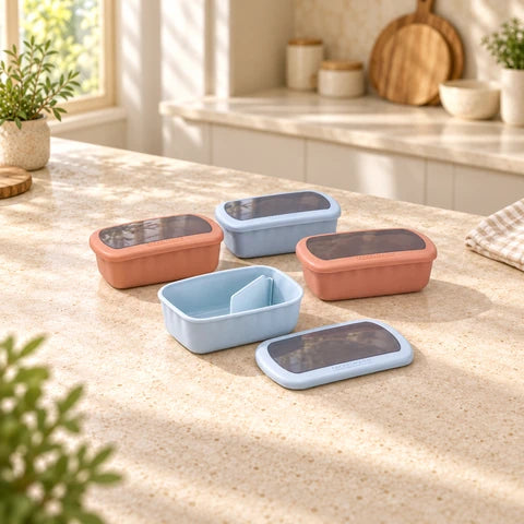 Lot de 4 lunch box 1 L avec compartiments Fackelmann Storage