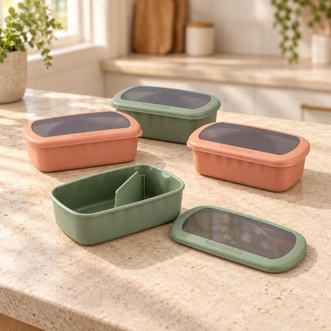 Lot de 4 lunch box 1L avec compartiments Fackelmann Storage